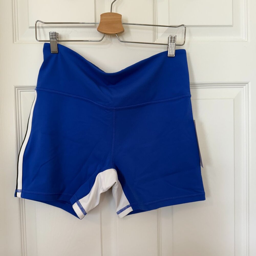 Athleta Elation Ultra High Rise Tipped 5" Shortie, Varsity Blue, Size Large, NWT